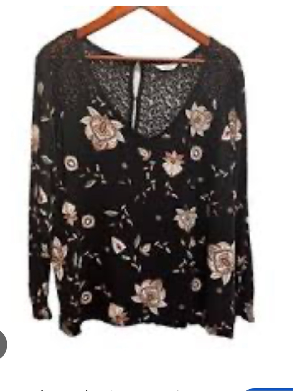 Reitmans Black Floral V-Neck Long Sleeve Top